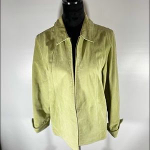 Suede Leather zip jacket, Coldwater Creek. Women's  PL, Spring Green